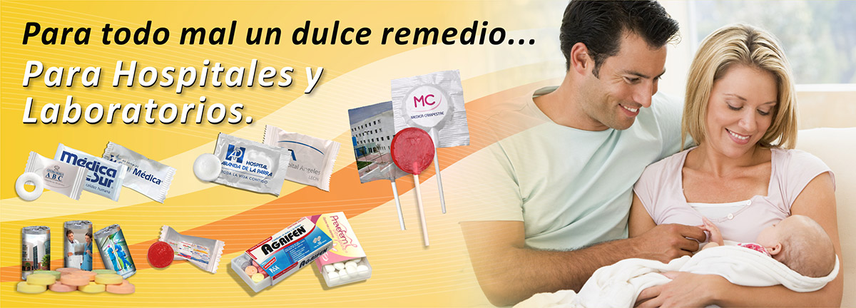 Dulces publicitarios para hospitales.